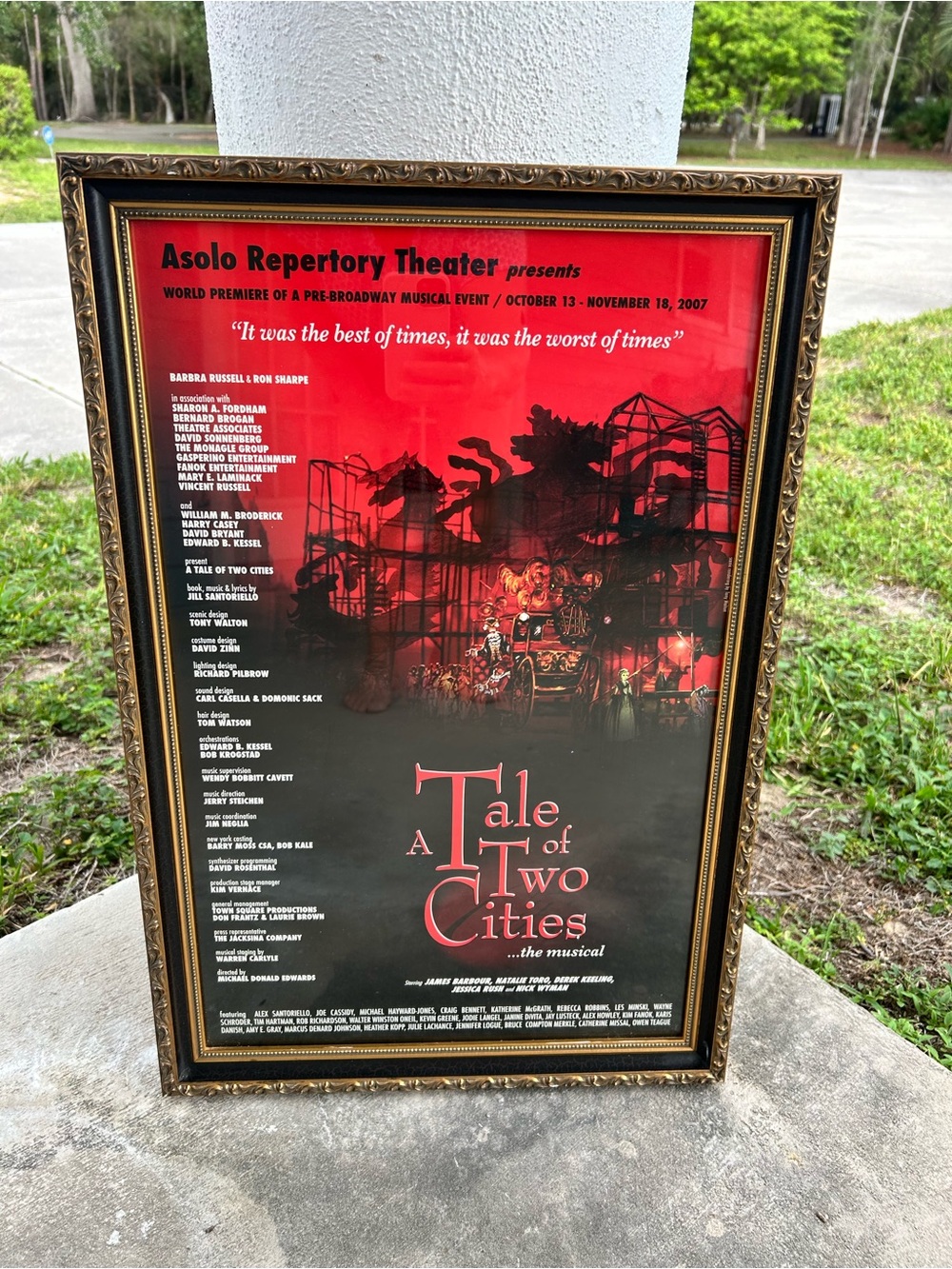Rare Framed Art ‘A Tale of Two Cities’ Musical Poster - Red & Black 2007 16x24